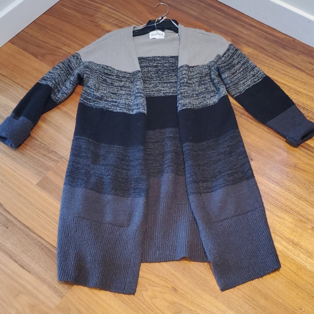 OLIVE +OAK striped open cardigan